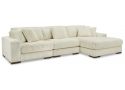 Comfy 2 Seater Plush Sofa with Chaise in Grey/Ivory Colour Anti Sag Fabric - Lambina